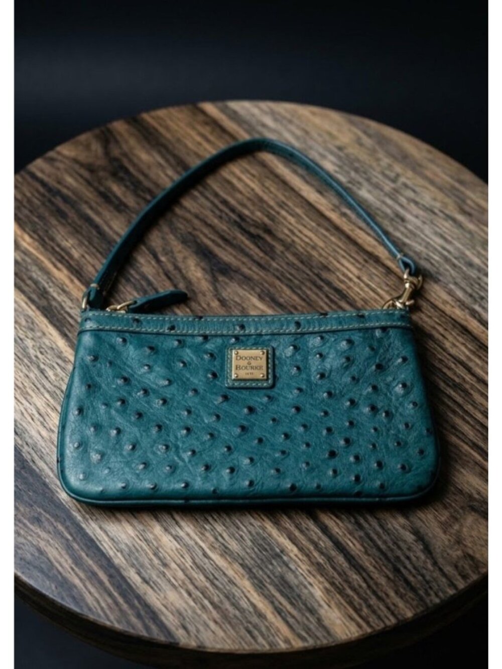 Dooney & Bourke Slim Leather Ostrich Embossed Wristlet Bag